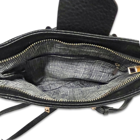 Black Leather Gunmetal Rivets Clutch Crossbody Bag NWOT - Picture 8 of 14